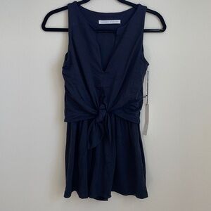 Revolve susana Monaco navy blue tiewaist romper XS